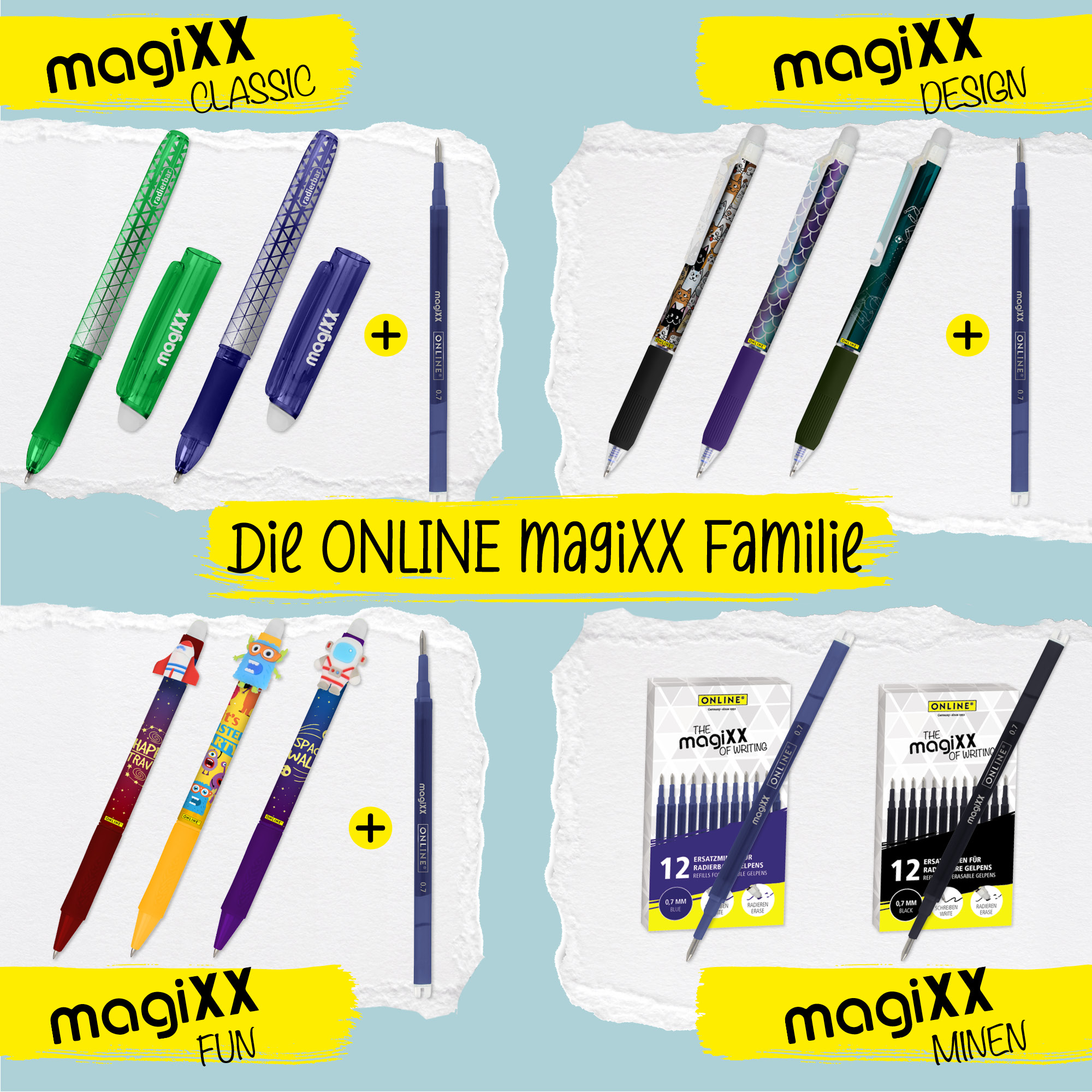 Radierbarer Gelschreiber ONLINE magiXX Classic Grün, 6er Pack
