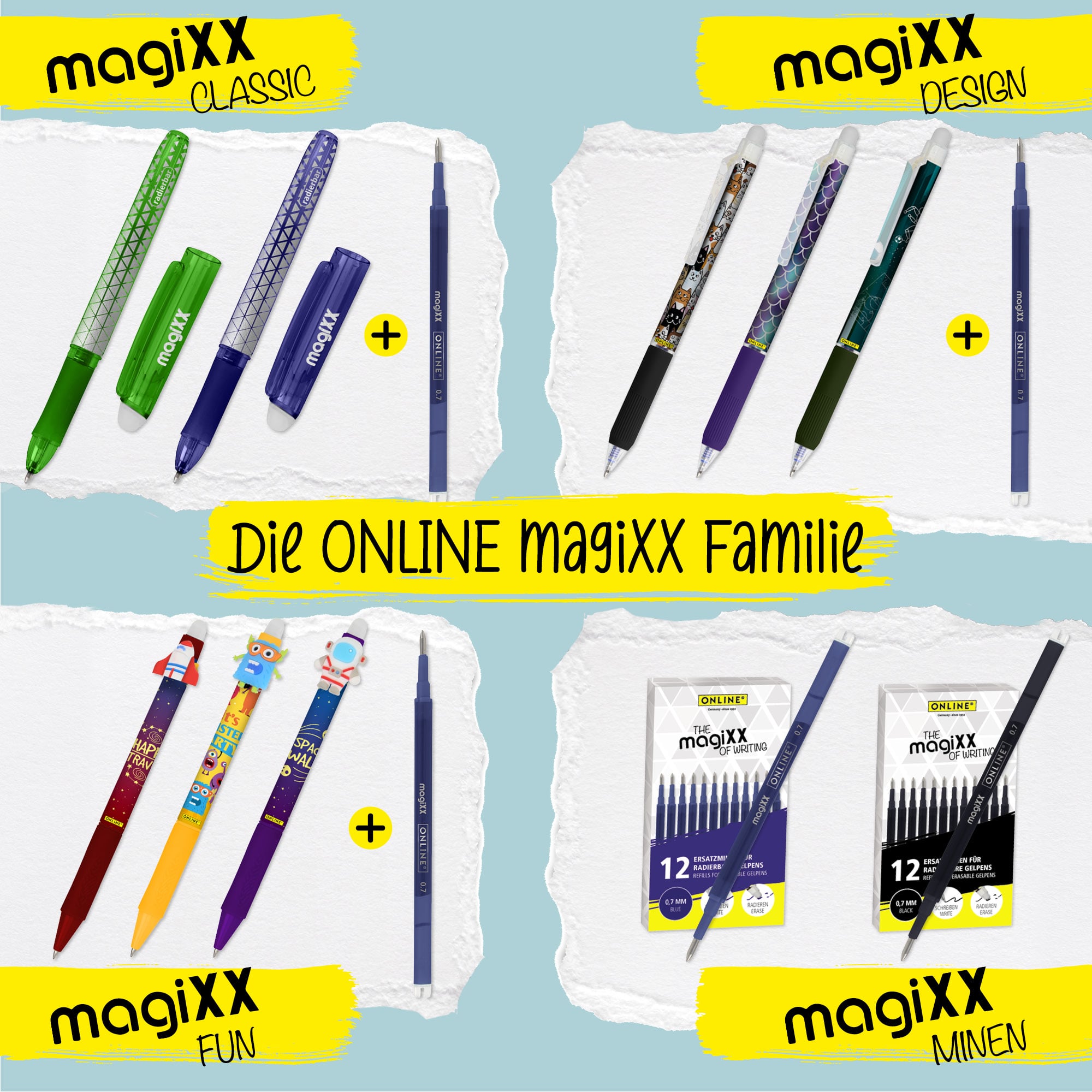 Radierbarer Gelschreiber ONLINE magiXX Classic Lila, 6er Pack