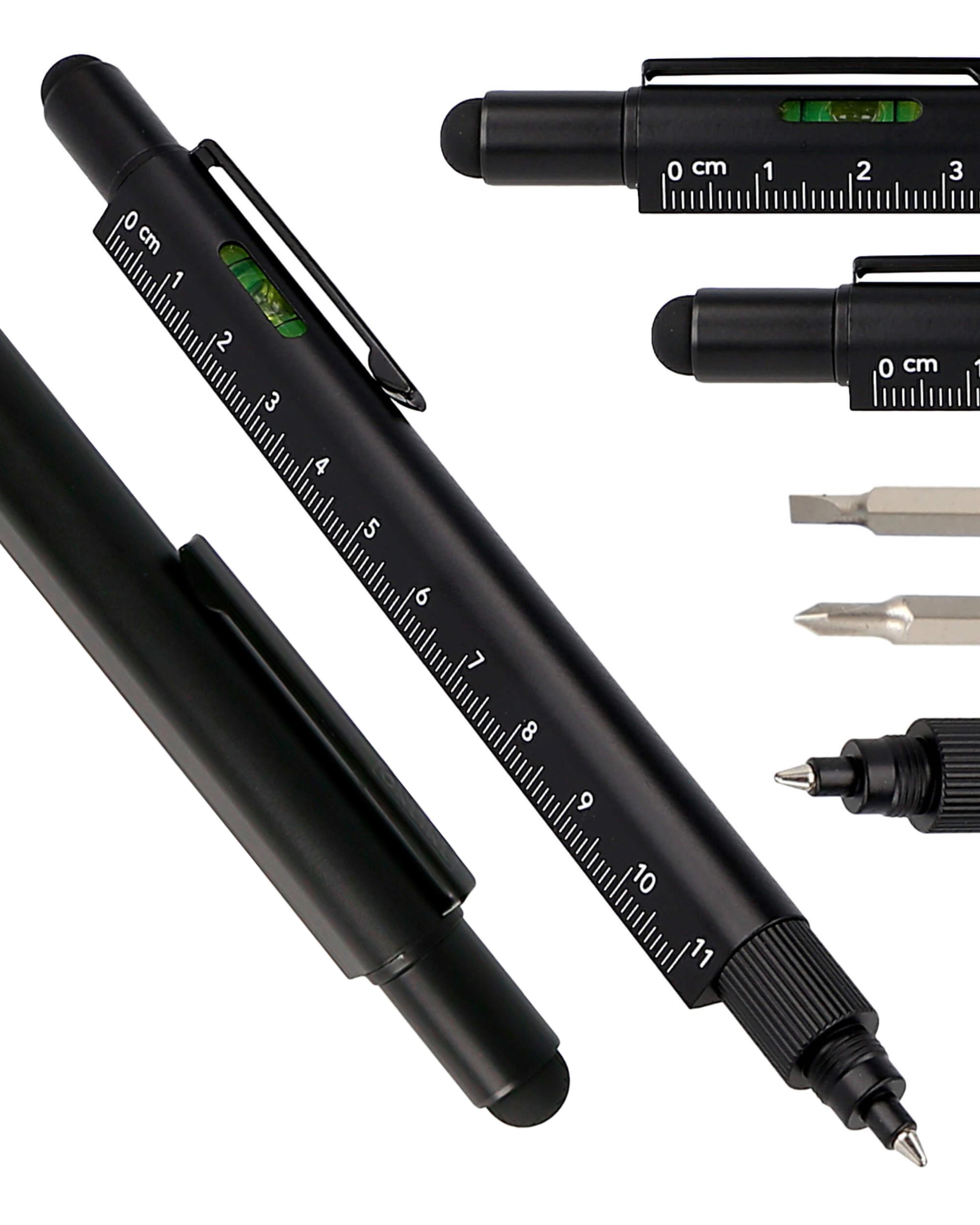 Multifunktionsstift 6-in-1, Kugelschreiber und Werkzeug Toolpen Schwarz