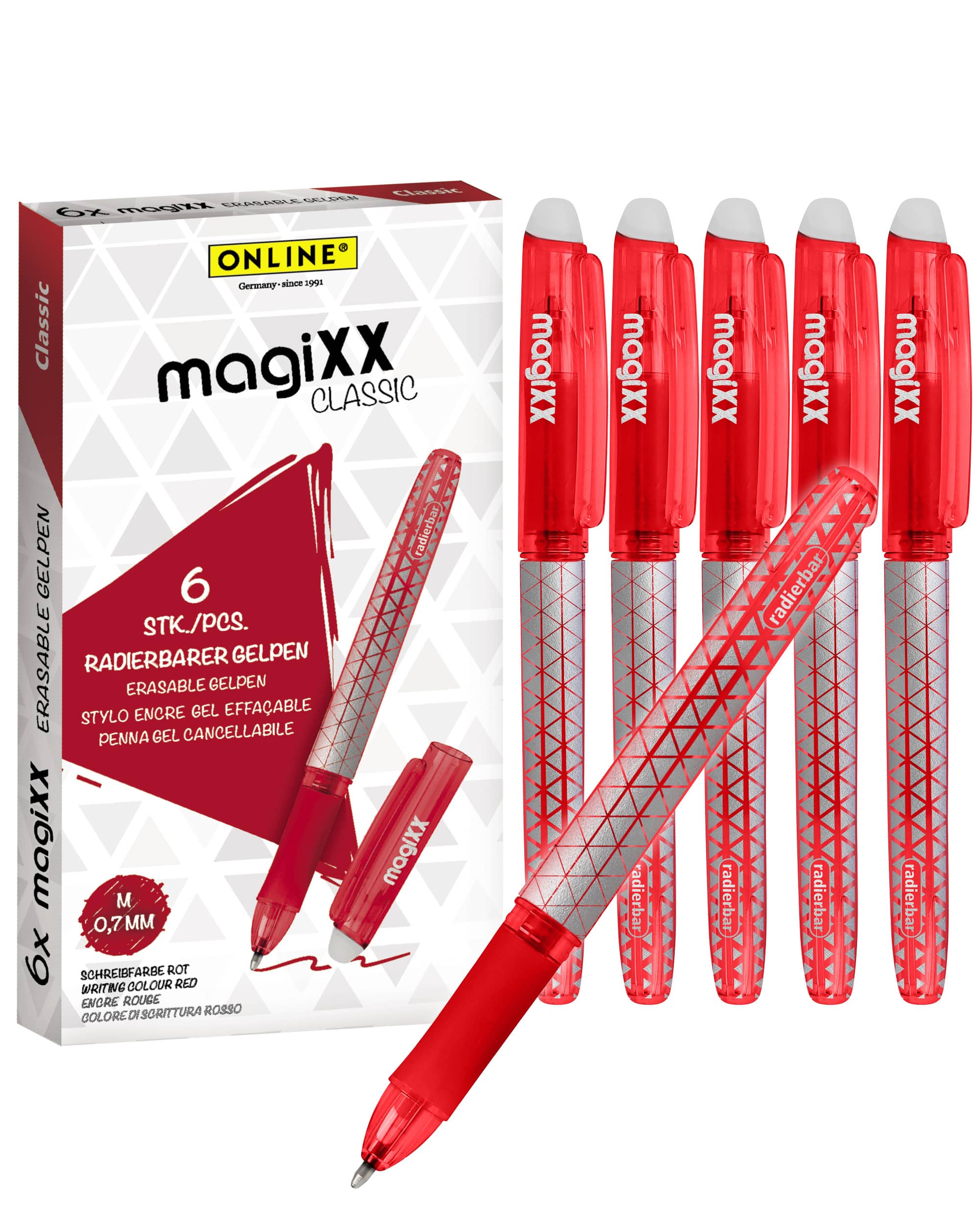 Radierbarer Gelschreiber ONLINE magiXX Classic Red 6 Stück
