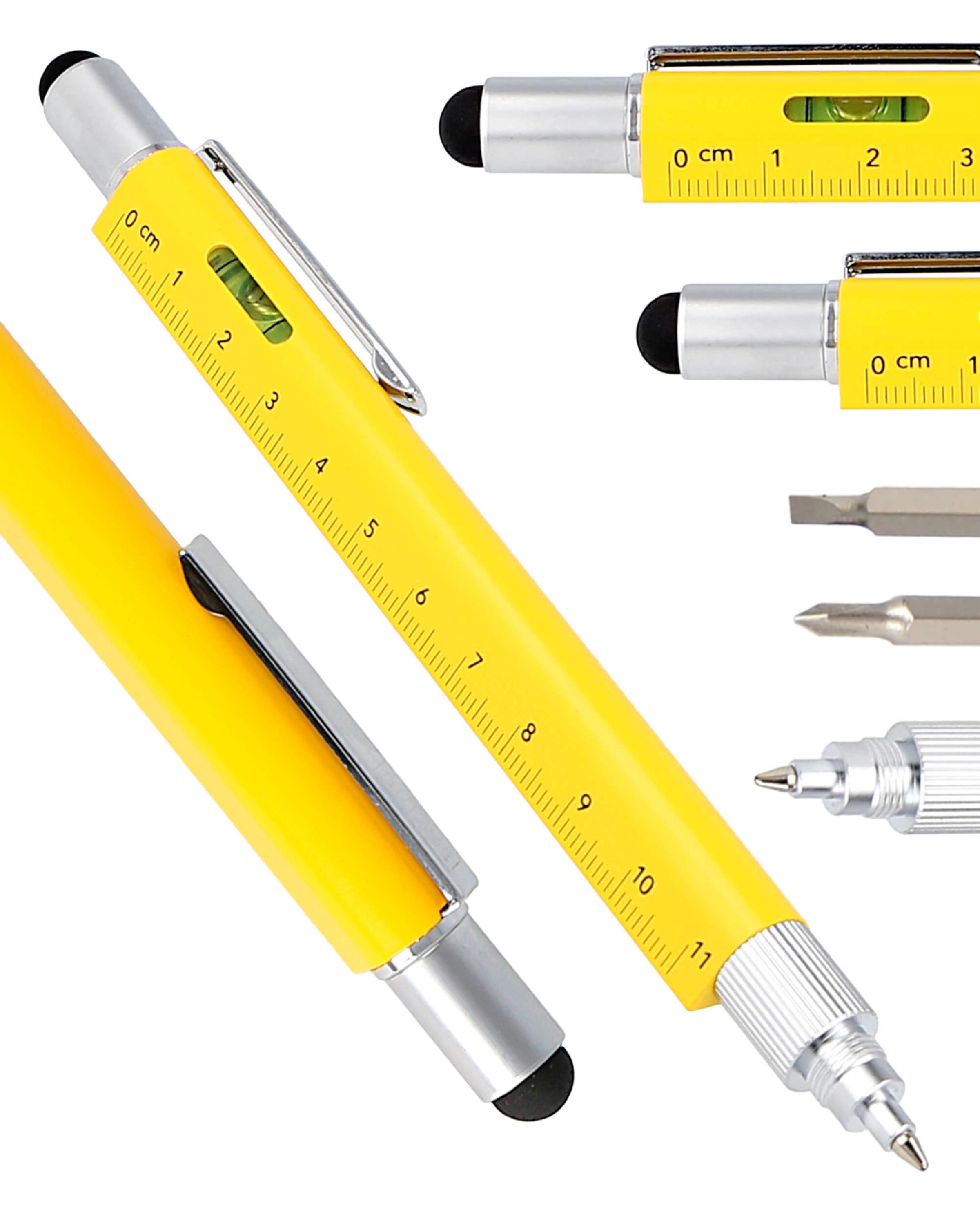 Multifunktionsstift 6-in-1, Kugelschreiber und Werkzeug Toolpen Gelb