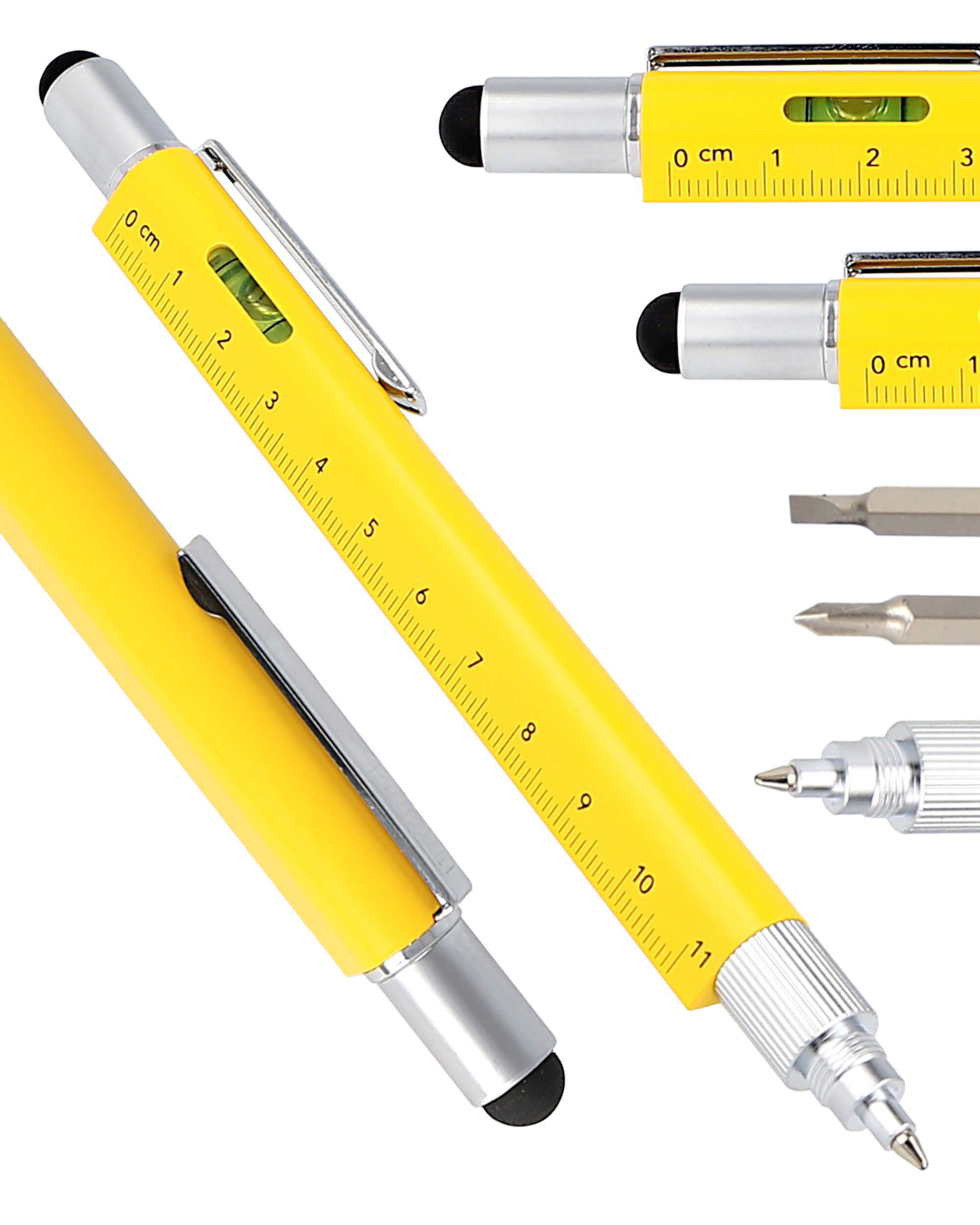 Multifunktionsstift 6-in-1, Kugelschreiber und Werkzeug Toolpen Gelb